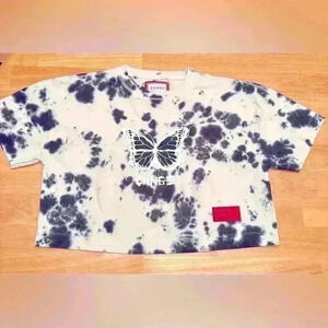 CHNGE Tie Dye Butterfly Logo Crop Top Size Small
